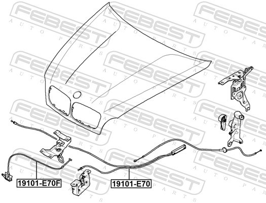 4x ✅Fits FEBEST 19101-E70 CABLE ASSEMBLY HOOD LOCK CONTROL  ⭐UK Seller⭐