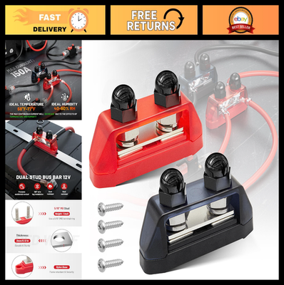 #ad #ad RED WOLF 2PCS 5 16quot; M8 Dual Stud Bus Bar 12 48V Power Distribution Block Holder $29.69