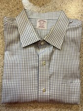 Brooks Brothers Button Down Shirt Mens 18.5-34 Madison Blue Long Sleeve Non Iron