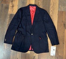 Vtg Pendleton Virgin Wool Blazer Men 44 Navy Blue Gold Crest Buttons Lined