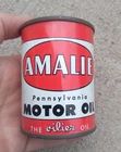 Vintage Amalie Motor Oil Can Coin Bank Advertising Red Black White
