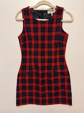 Jack Wills Red and Black Tartan Eton Shift Dress UK 8 XS