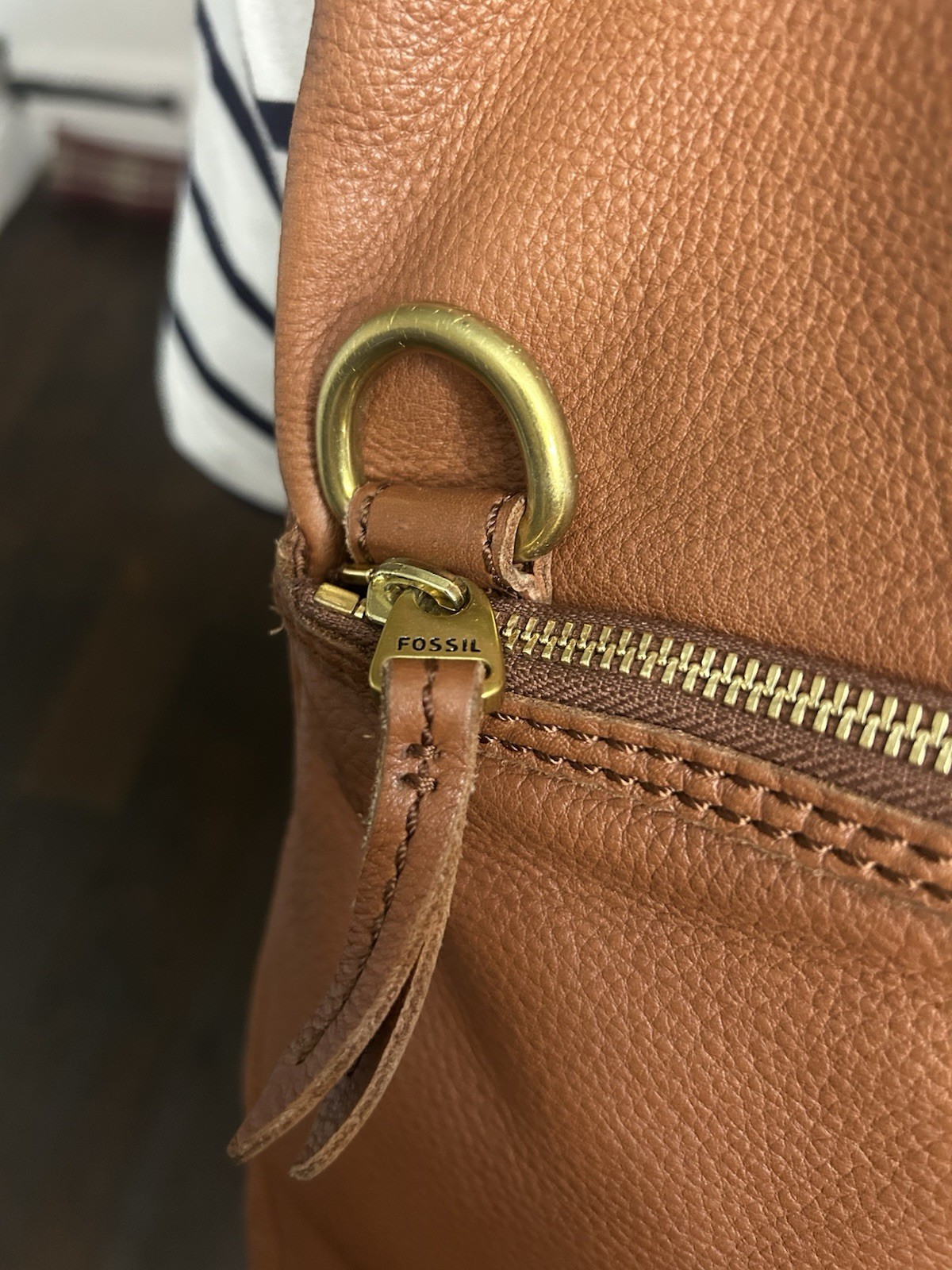 Fossil Erin Large Brown Leather Handbag Foldover Tote Crossbody Messenger Boho image 5