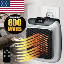 800W Portable Remote Controlled Mini Electric Heater Wall Plug Space Heater