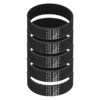 112mm GT-2 Timing Belt, 5pcs 10mm Width 2mm Pitch 3D Printing Closed Loop, Black