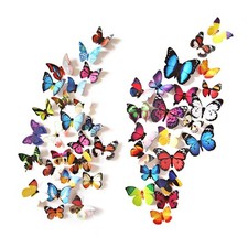 80pcs Butterfly Wall Decor - Plastic Butterflies Wings Foldable Removable