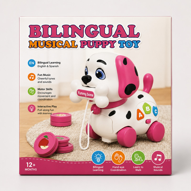 Bilingual Musical Puppy Toy, Educational, Ages 6-24 Months, Dog Theme