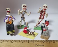 Lot Of 5 Day of the Dead Figurines Mexico Fol...