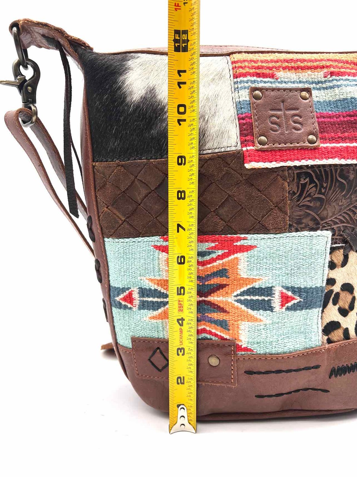 STS Brown/Multi Patchwork Leather Purses Crossbod… - image 8