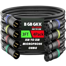 XLR Cables 3ft 4 Pack, Professional XLR Microphone Cable Male to Female, Gold-Pl