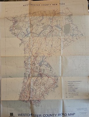 Vintage Westchester County New York 1957 Large Map Poster 29x40''