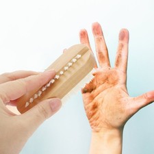 2 Pcs Nail Scrub Brushes Dual Sided Lotus Wood Pp For Finger And Toe