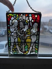Stained Glass Panel Leaded Adam & Eve Stunning Boxed hand painted religious 7x5