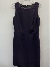 Tahari Arthur S. Levine Women's Navy Blue Sleeveless Sheath Office Dress Sz 8