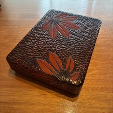 Vintage Plastic Tool Box with Maple Leaf Design, Retro Storage, Used