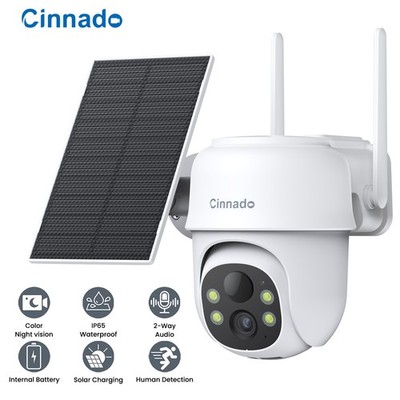 Wireless Solar Security Camera 3MP 2.4G Wifi Outdoor 360°PTZ Home PIR Detection
