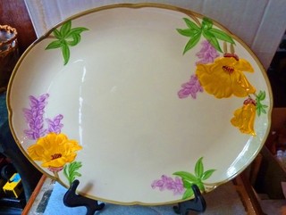 Franciscan Poppy 13x10 Oval Platter 1950 1955 Yellow & Purple Flower