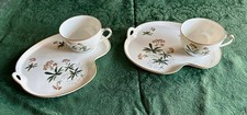 SET DUE TAZZE DA TÈ E PIATTO SNACK NORITAKE CHINA FINITURE ORO 5455