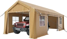 Heavy Duty Carport, 10'X20' Portable Garage with 4 Roll-Up Ventilated Windows & 