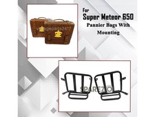 For Royal Enfield Super Meteor 650"Tan Brown Leather Bags With Pannier Mounting"