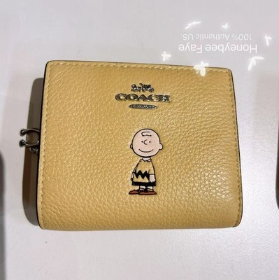 NWT Coach X Peanuts Snap Wallet With Lucy/Charlie Brown/Linus