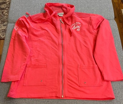 Womans coral ''life is better at the lake'' mesh detail zip up XXL