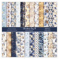 12 x 12 In Scrapbook Paper Pad Cardstock,24 Sheets Double Sided Blue Pattern ...