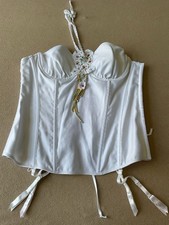 Vtg. Frederick s Of Hollywood Corset Lingerie Sz.L Crochet Front Rhinestones C3
