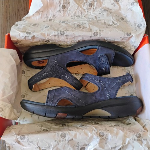 Clarks unstrukturierte Damengröße 8 M Sandalen Hatch marineblau - Bild 7 von 11