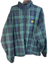 Masters Augusta Tartan Plaid Jacket Mens L National Golf Shop Green Made In USA