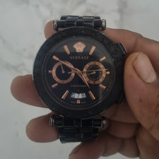 Versace Chronograph Men’s Black Quartz Watch 44mm Dnedds New Dial Turner And Bat