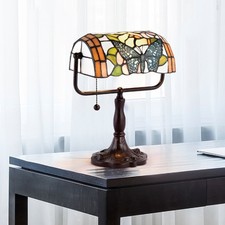 Tiffany Style Banker Butterfly Desk Lamp