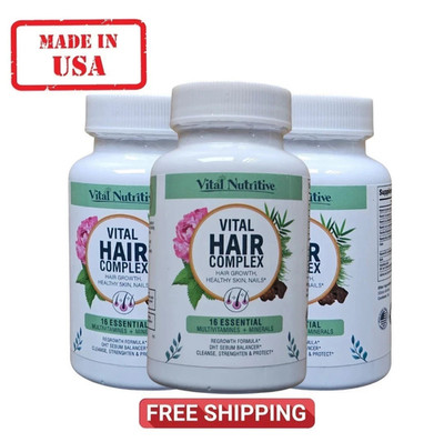 3 Pack Vital Hair Complex Hair Growth Vitamins for Women & Men Biotin