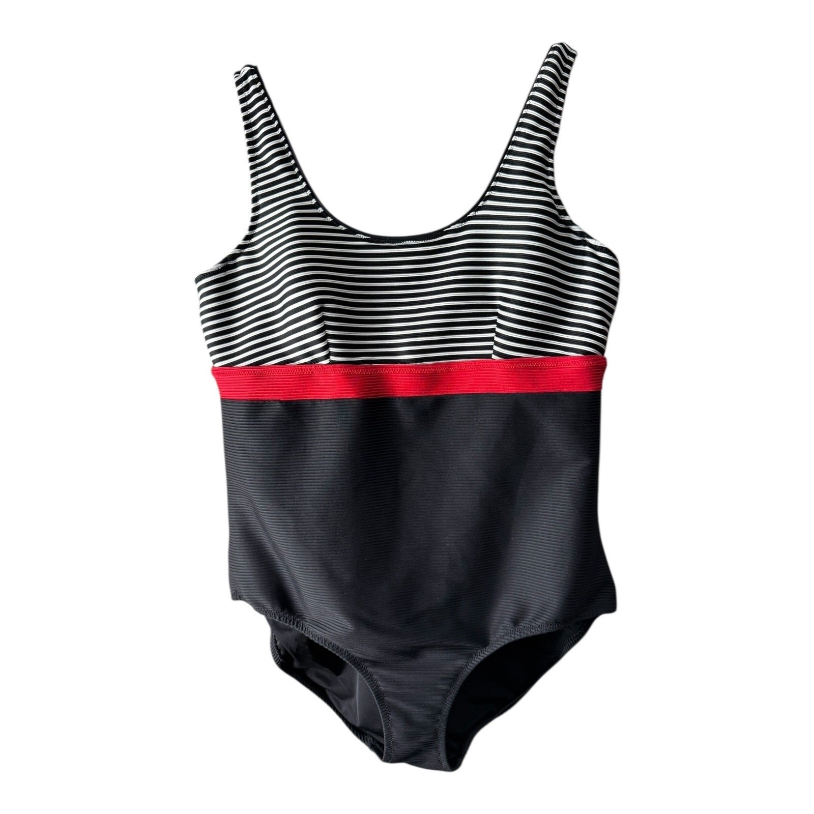 Lands' End One Piece Swimsuit Striped Red White Blue Size 18