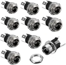 HiLetgo 10pcs DC Power Supply Jack Socket Female Panel Mount Connector 3-Pin... 