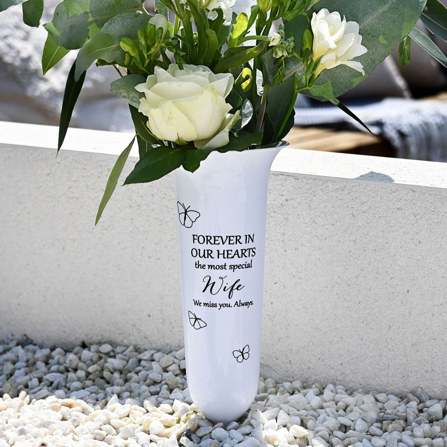 Wife Butterfly Memorial Spiked Grave Vase | Thoughts Of You | Funeral Tribute