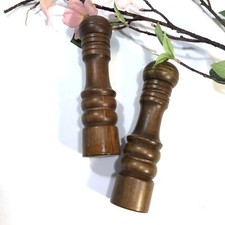 Vintage Original Wood Salt Shaker and Pepper Mill Grinder Set Mid Century Mod 7"