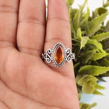 Citrine Gemstone 925 Sterling Silver Oxidized Jewelry Ring Gift For Anniversary
