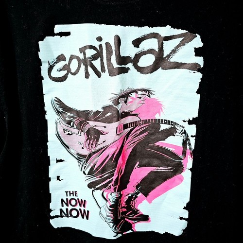 T-shirt Vinatge Y2K Gorillaz The Now Graphic Rock Band uomo nera XL Ts261.8 - Foto 2 di 4