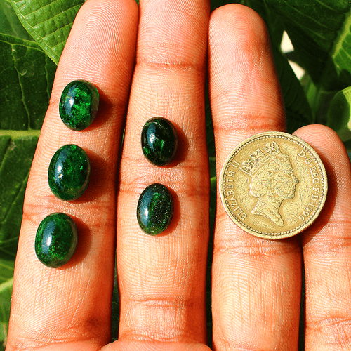 5 Pcs Natural Tsavorite Untreated Rich Green 10mm-11.8mm Oval Cabochon Gemstones - Picture 7 of 16