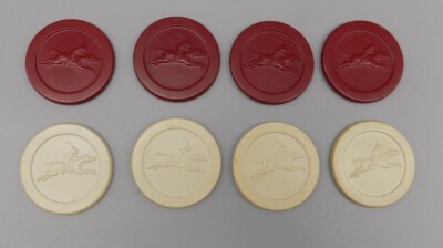 8 Horse Jockey Polo Vintage Poker Chips Plastic Anchor Replacement Red White