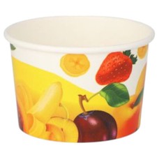Eisbecher Pappe Früchte-Dekor 50 St. Becher Eis Sommer versch Größen Dessert