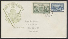 1946 #C9 + #E11 Peace Issue Combo FDC Green Fulton Cachet Ottawa