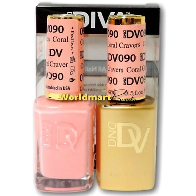DND DIVA Gel Nail Polish 0.5oz LED/UV Color Gel Duo DV090- Cravers Coral