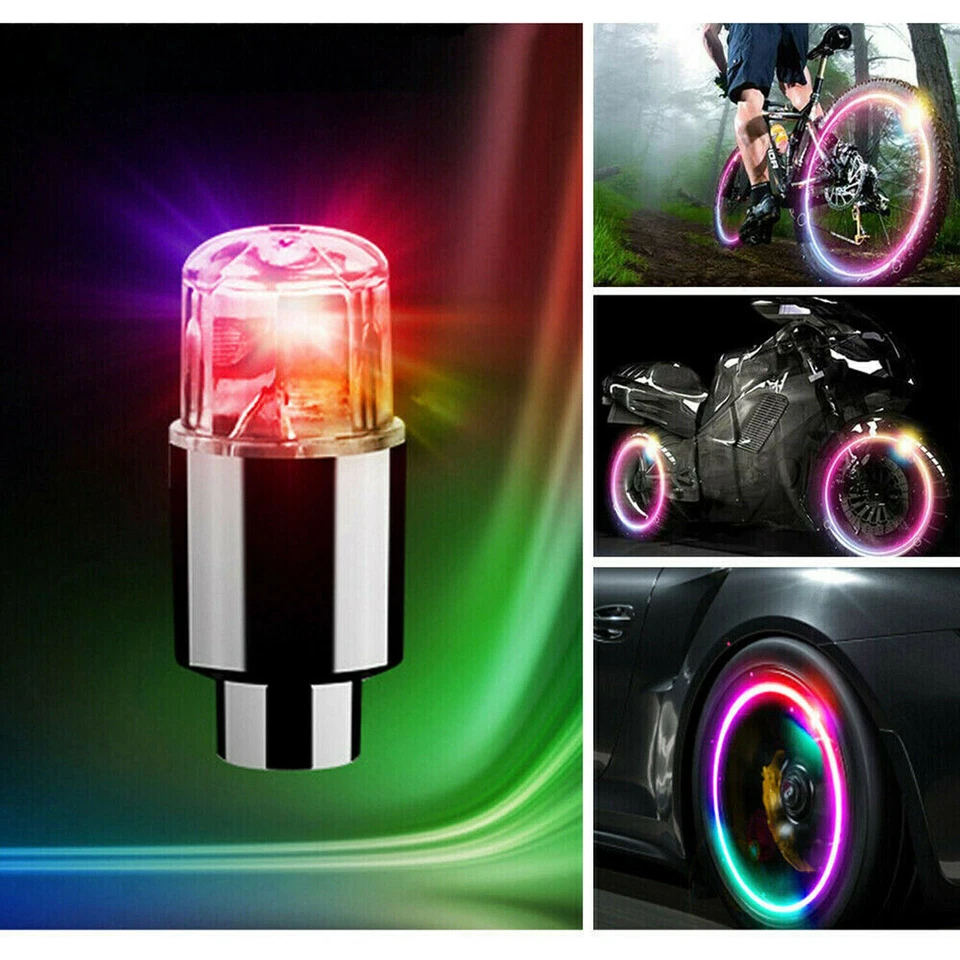 4x Peças de Carro Universais Roda Pneu Válvula de Ar Haste Tampas de Luz LED Acessórios de Carro - Imagem 2 de 4
