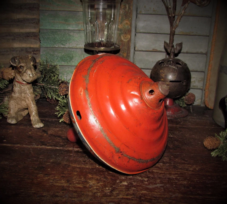 Primitivo Antiguo De Colección Metal Holandés Niño Niña Patín Blading Spinning Top Juguete EE. UU. Foto 4 de 4