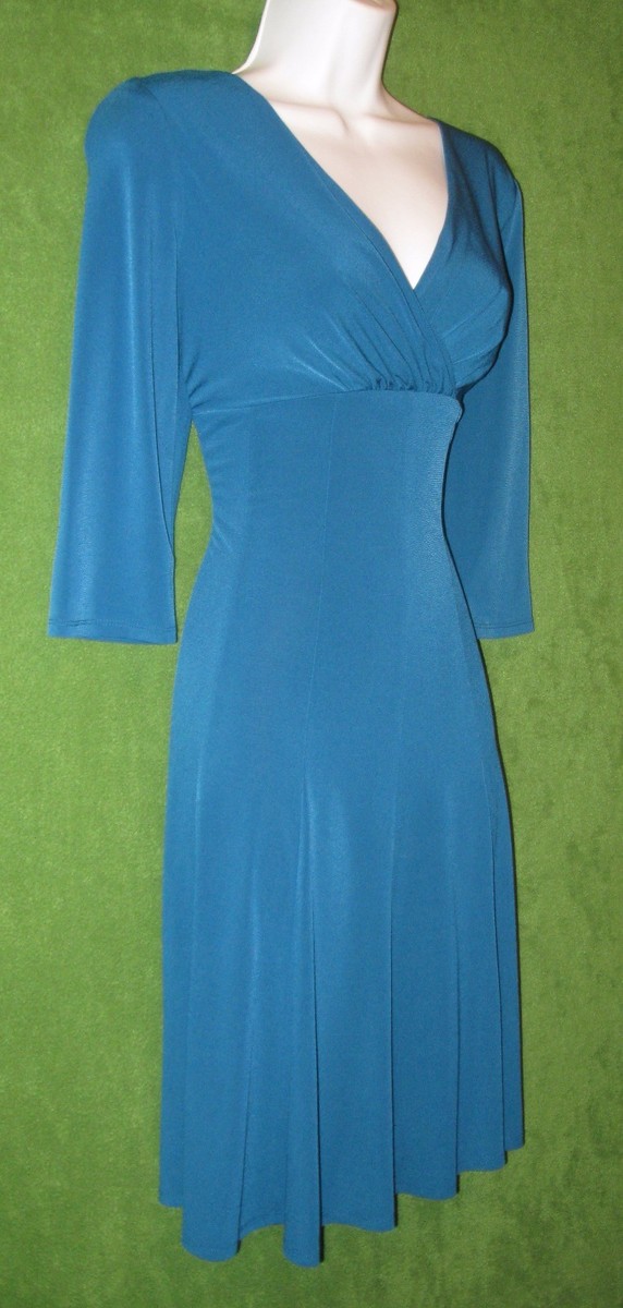 Jessica Howard Teal Stretch Jersey Fit Flare Empire Dress 22W Plus $99 PLUS  | eBay
