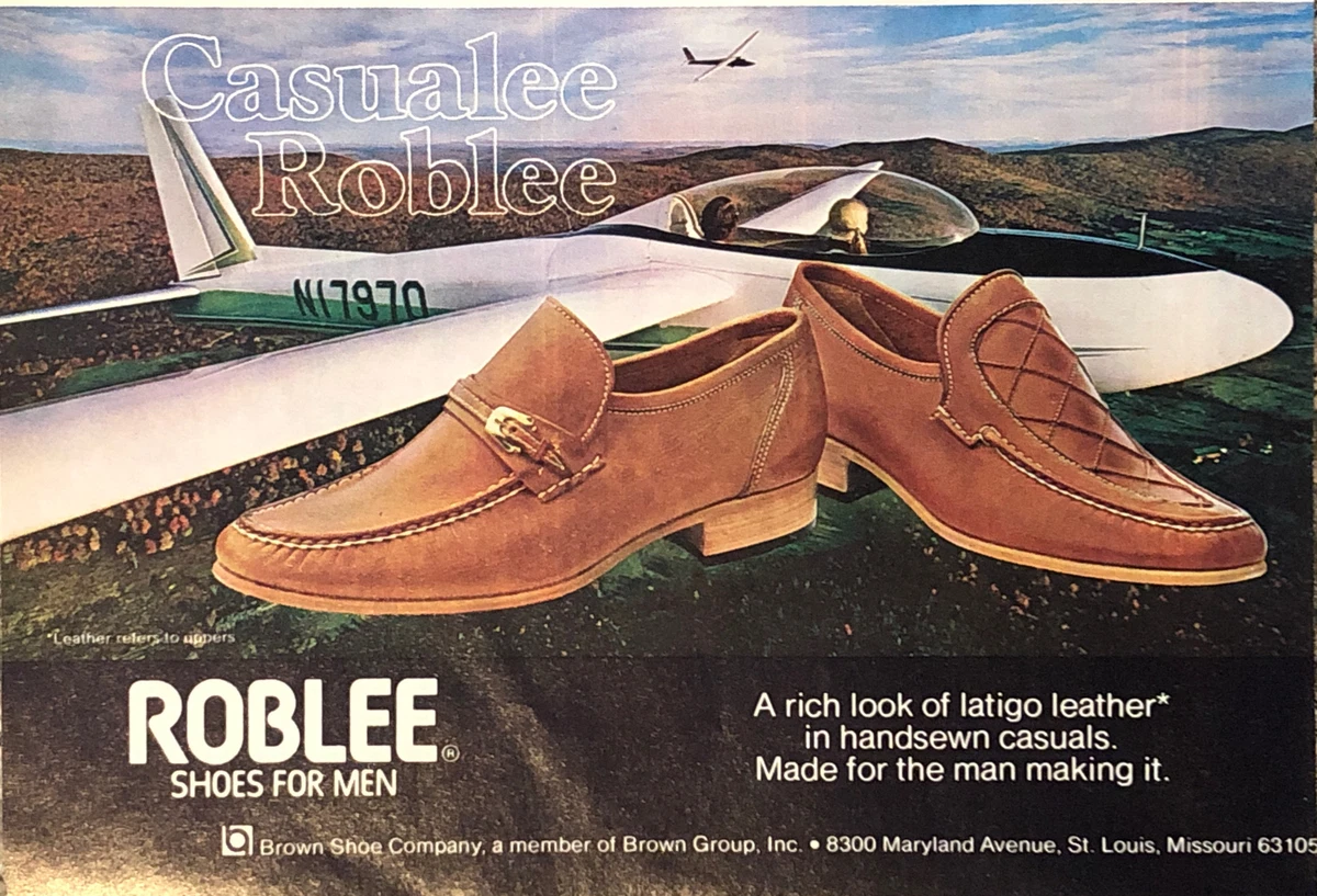 PRINT AD 1980 Roblee Shoes Men Latigo Leather Casuals Casualee Roblee 5.5 x8 Ad