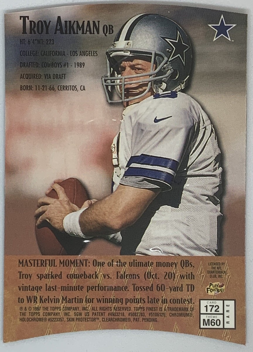rare troy aikman cards 1994 Action Packed NFL Deluxe Mammoth Card #MM1 (Limited Edition 25,000) Sealed In Original Factory Plastic Sleeve) "Rare-Vintage" (1994) 1997 Finest Masters Gold Embossed