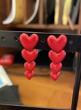 Valentine Heart Stud Red Dangle Earrings Gift